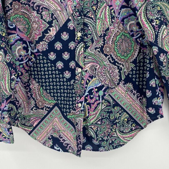 Lauren Ralph Lauren Size L Purple Multicolor Paisley Non Iron Button Up Shirt - Picture 6 of 10